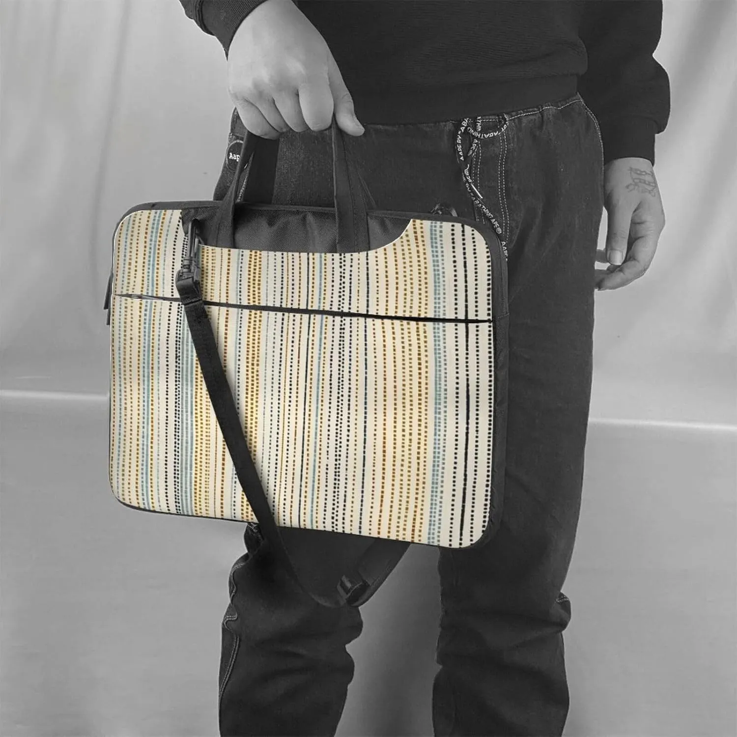 Laptop Bag Vintage Stripe Laptop Tote Bag Women Men Laptop Sleeve Case Lightweight Computer Bag
