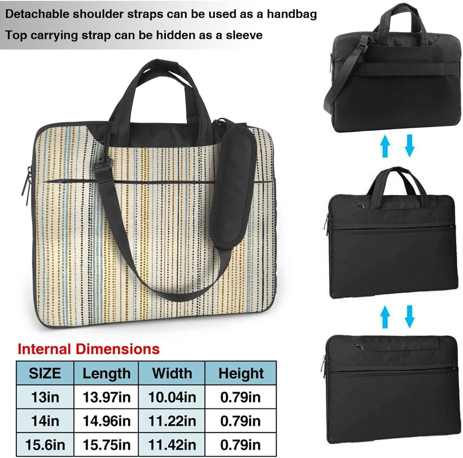 Laptop Bag Vintage Stripe Laptop Tote Bag Women Men Laptop Sleeve Case Lightweight Computer Bag