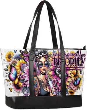 Laptop Tote Bag for Women 15.6 inch Leopard Cheetah Computer Briefcase Leather Shoulder Bag Handbag
