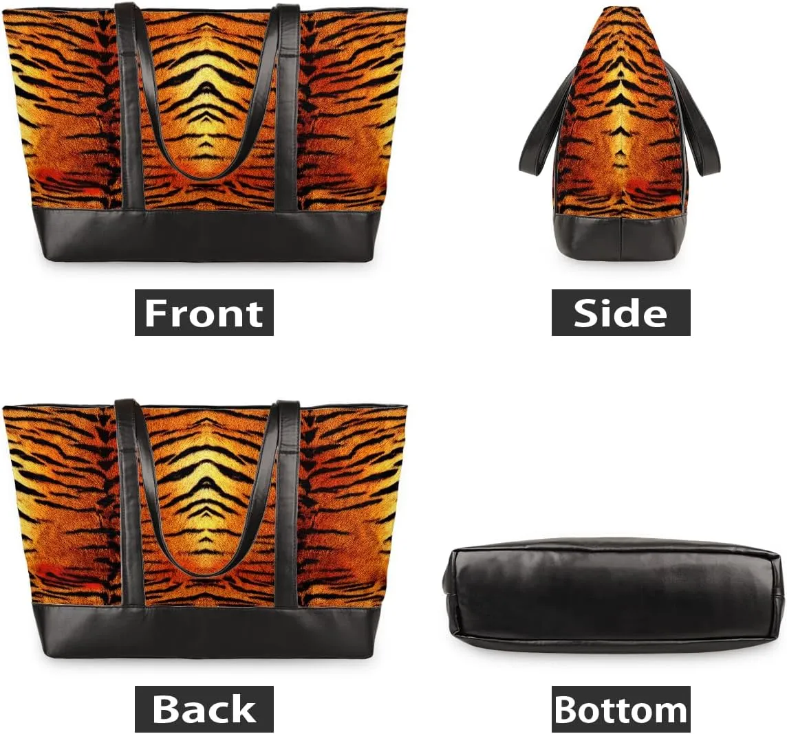 Laptop Tote Bag for Women 15.6 inch Leopard Cheetah Computer Briefcase Leather Shoulder Bag Handbag