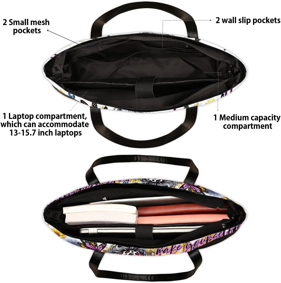 Laptop Tote Bag for Women 15.6 inch Leopard Cheetah Computer Briefcase Leather Shoulder Bag Handbag