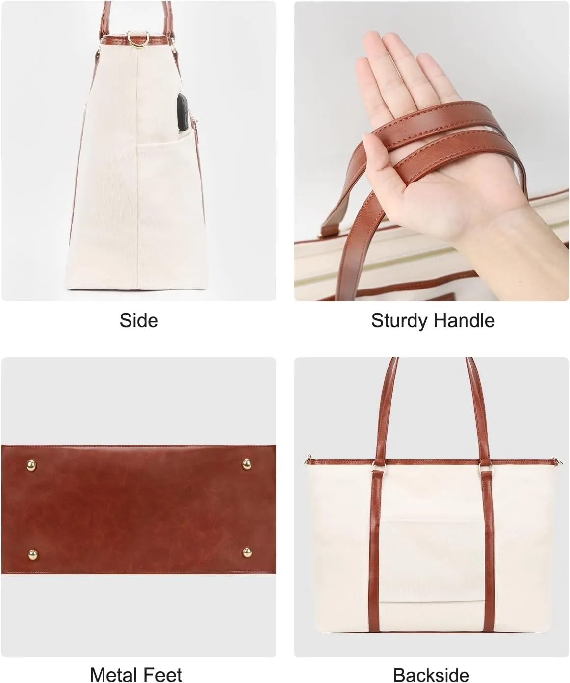Laptop Tote Bag for Women 17 Inch Canvas Teacher Work Tote Bag with USB Charging Port Large Computer Bag Handbag Satchel Shoulder with Shoulder Straps