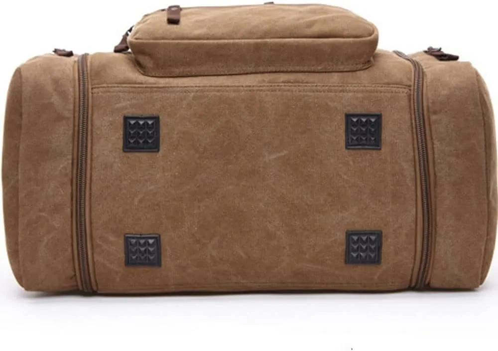 Large-capacity luggage bag fashion leisure travel bag trendy outdoor Messenger portable canvas travel bag(Black)
