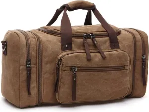 Large-capacity luggage bag fashion leisure travel bag trendy outdoor Messenger portable canvas travel bag(Black)