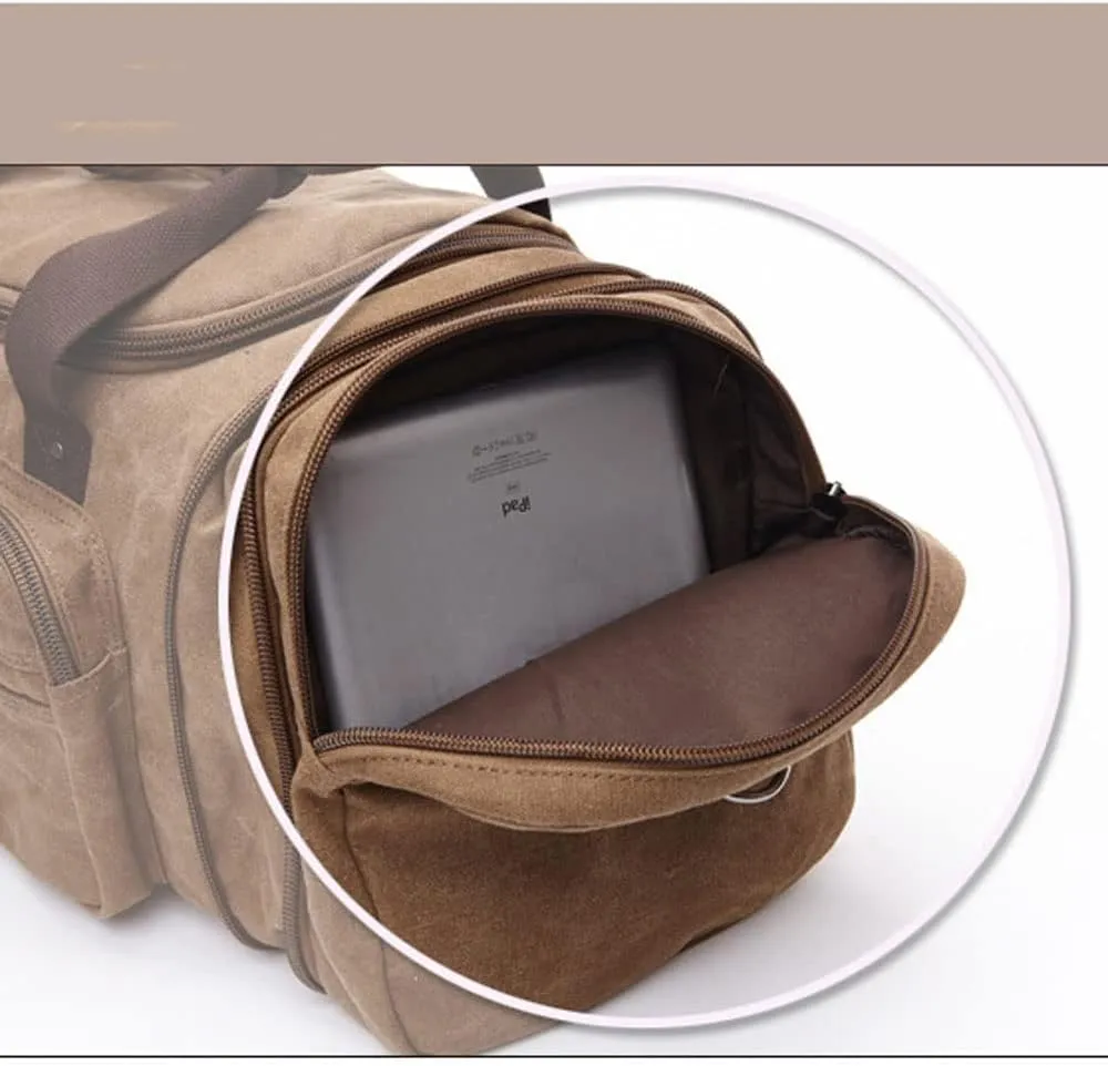 Large-capacity luggage bag fashion leisure travel bag trendy outdoor Messenger portable canvas travel bag(Black)