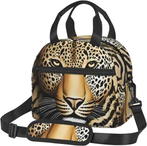 Large Capacity Lunchbag for Women Men Crossbody Lunch Tote Bags Reusable Insulated Cooler Bag Lunch Box Bag for Work Picnic Travel Camping - Leopard Pattern