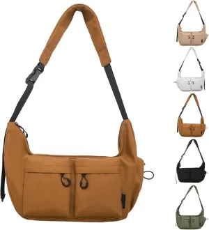 Large Capacity Messenger Canvas Bag - Water Resistant Vintage Unisex Casual Crossbody Bag with Multi Pocket for Daily