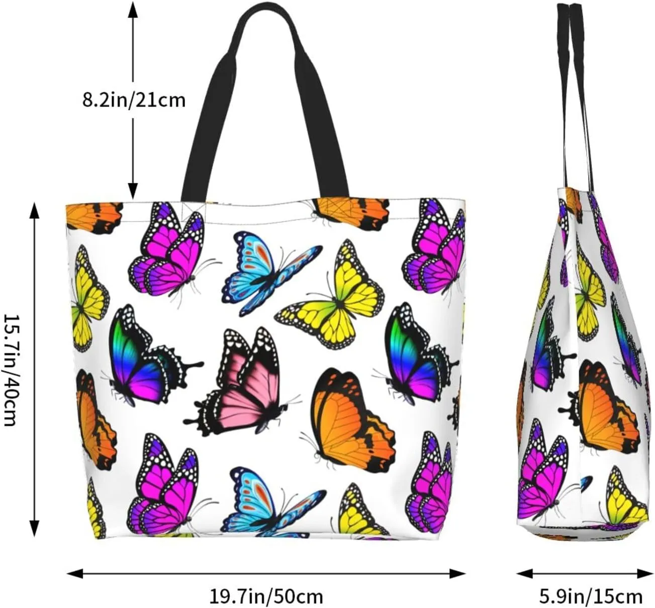 Large Capacity Reusable Canvas Shoulder Bag   Both Sides Bucket Hat Casual Tote Handbag