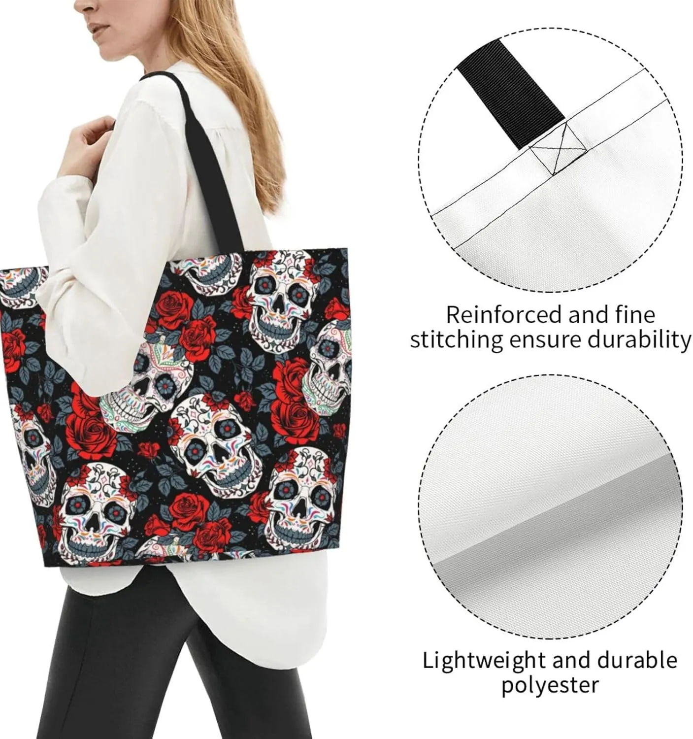 Large Capacity Reusable Canvas Shoulder Bag   Both Sides Bucket Hat Casual Tote Handbag