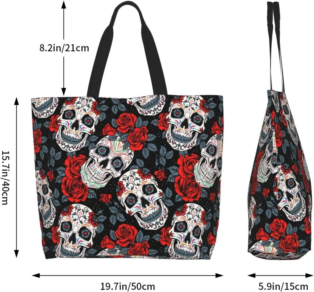 Large Capacity Reusable Canvas Shoulder Bag   Both Sides Bucket Hat Casual Tote Handbag
