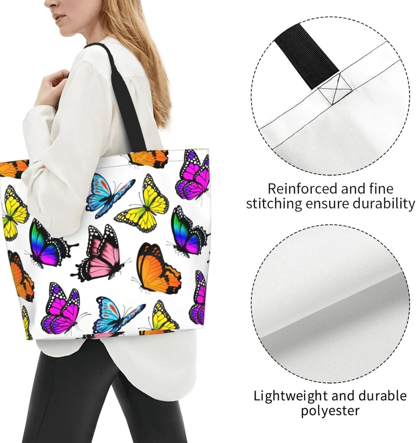 Large Capacity Reusable Canvas Shoulder Bag   Both Sides Bucket Hat Casual Tote Handbag