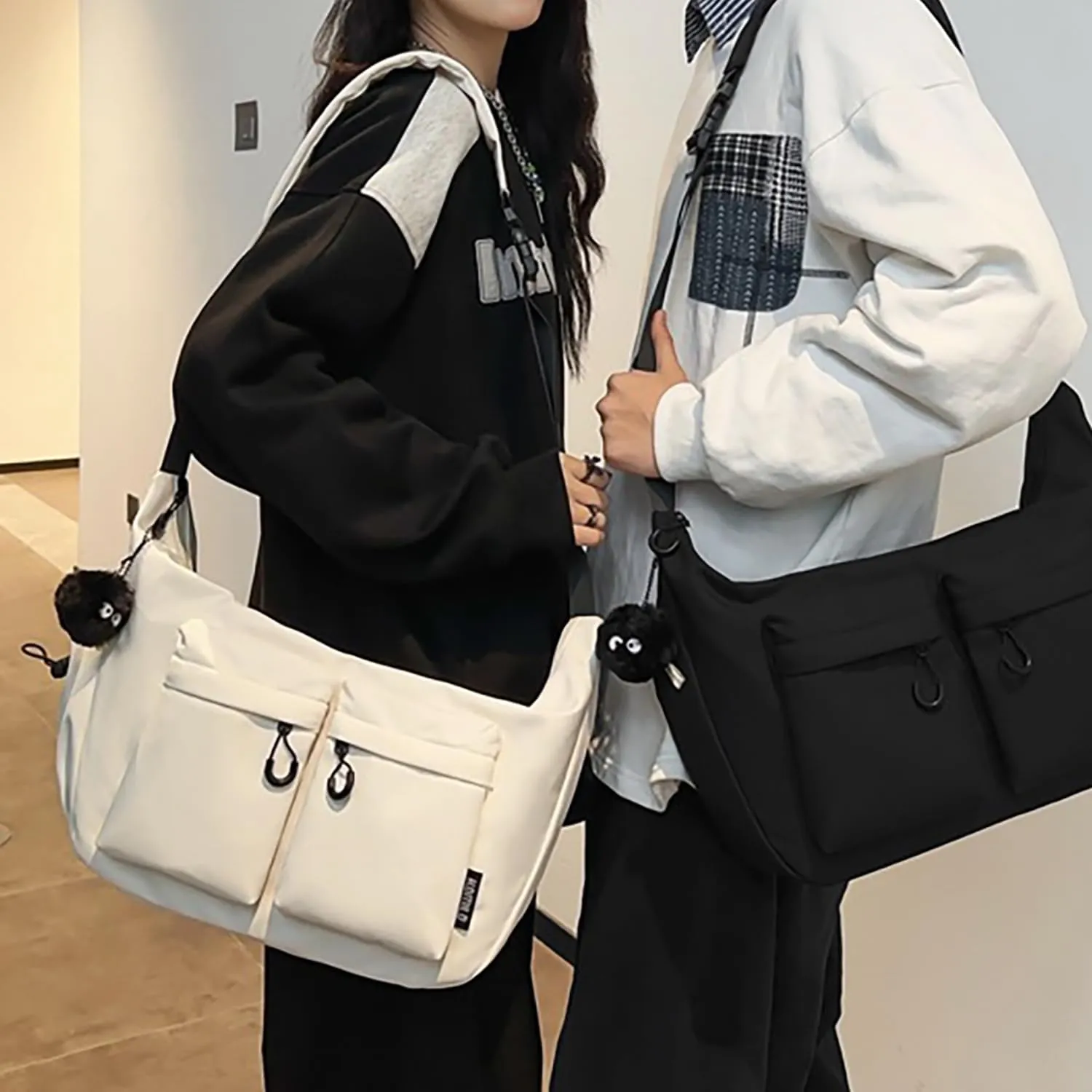 Large Capacity Vintage Canvas Messenger Bag - Water Resistant, Multi-Pocket Unisex Crossbody Shoulder Purse for Daily Use（A）