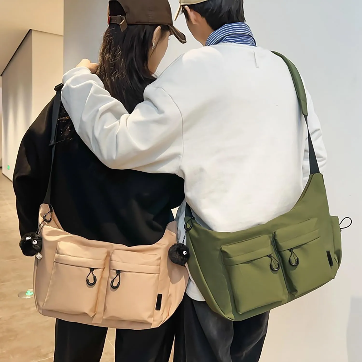 Large Capacity Vintage Canvas Messenger Bag - Water Resistant, Multi-Pocket Unisex Crossbody Shoulder Purse for Daily Use（A）
