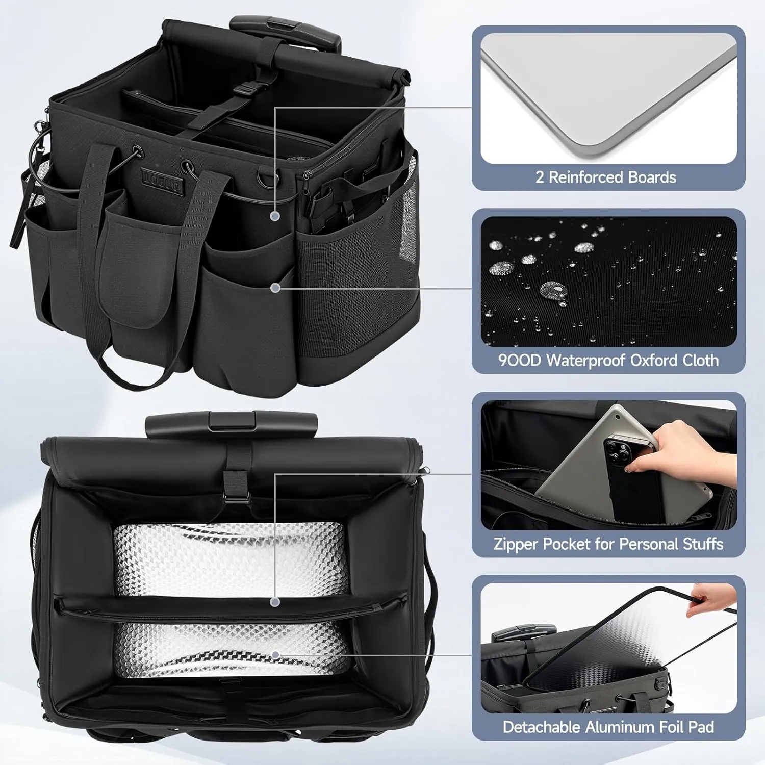 Large Cleaning Caddy for Cleaning Supplies Organizer, Rolling Cleaning Caddy Bags with Wheels for Housekeepers, Cleaning Carts on Wheels for Home Car Office Picnic
