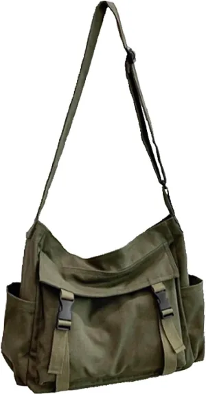 Large Messenger Bag Cute Crossbody Bag Vintage Canvas Shoulder Bag Kawaii Purse with Upgraded Feature Travel Essentials
