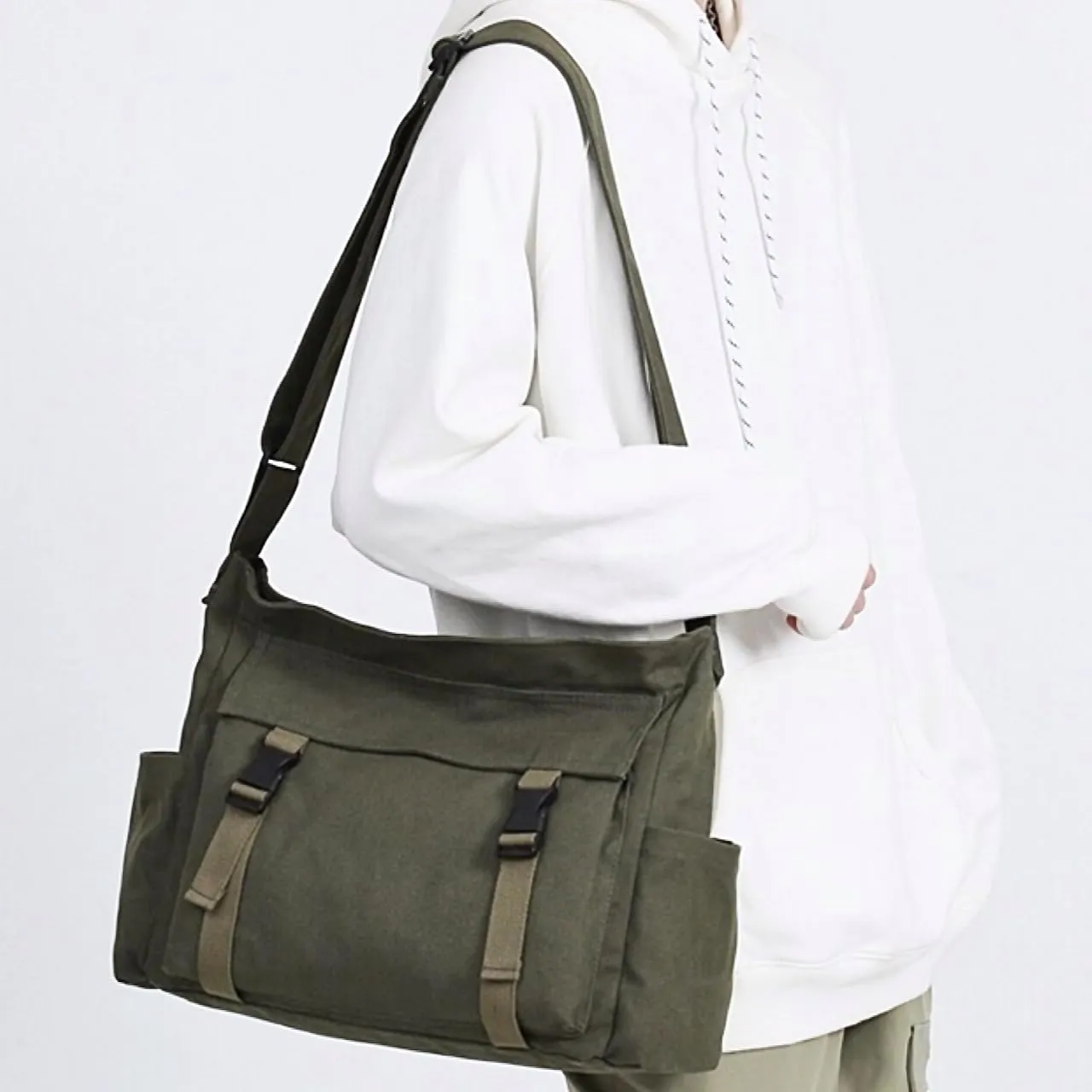 Large Messenger Bag Cute Crossbody Bag Vintage Canvas Shoulder Bag Kawaii Purse with Upgraded Feature Travel Essentials
