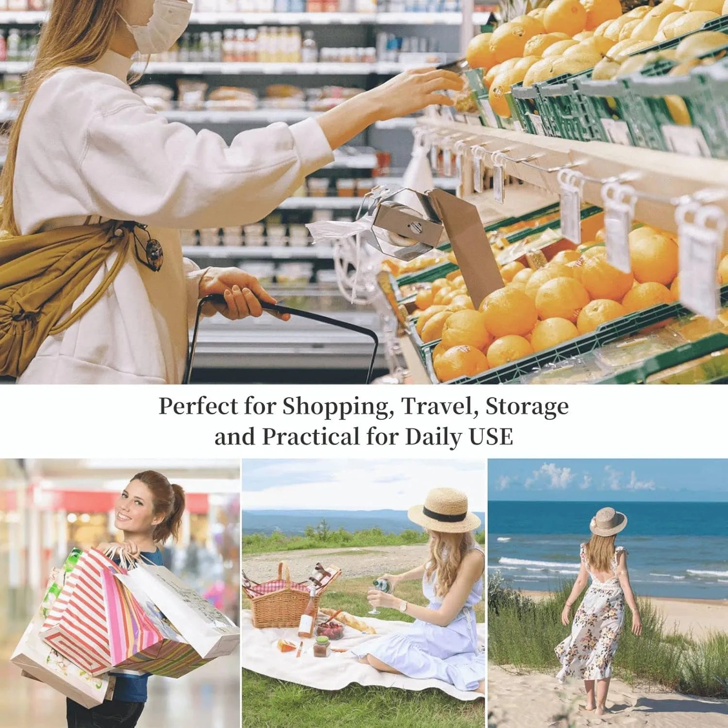 Large Tote Bag for Women Men,Reusable Beach Shoulder Bag Casual Handbag for Travel Shopping Grocery Work
