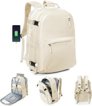 Large Travel Backpack for Women & Men - Carry On & Personal Item - Business & Laptop Daypack - Gym & College Casual Daypack for Weekend Hiking - Beige