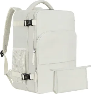 Large Travel Backpack Women, Carry On Backpack, Airplane Approved Personal Item Bag, Lightweight Laptop Backpack, Casual Work Gym College Weekender Bag, Beige