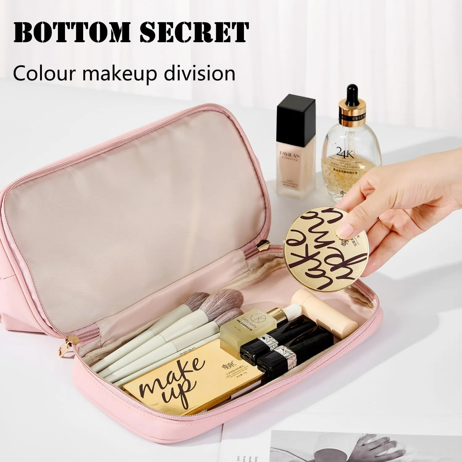 Large Travel Toiletry Bag for men women,Makeup Organizer Bag, Dopp Kit,Waterproof Hanging Cosmetic Bag for Toiletries Accessories(Pink)