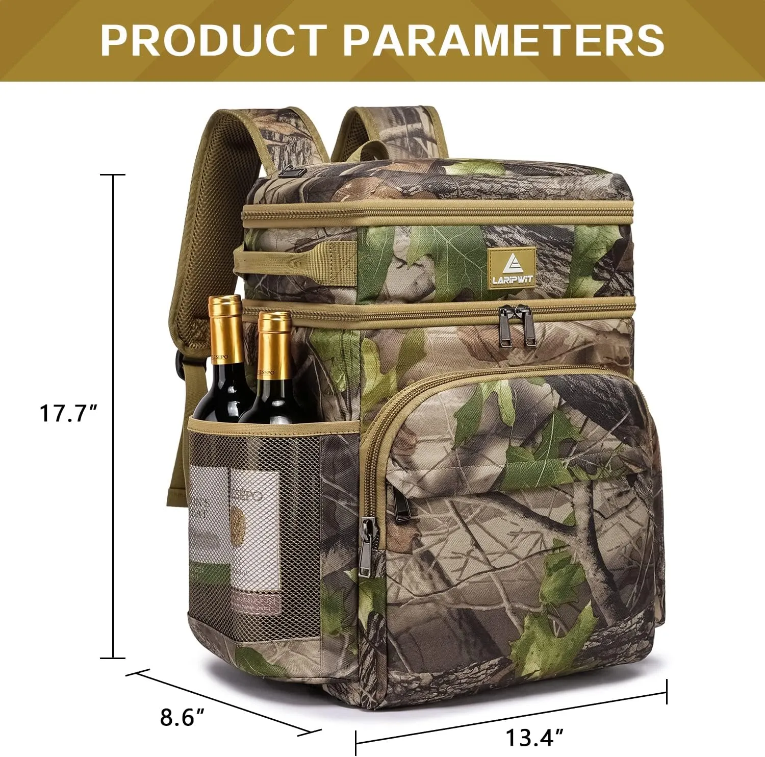 Laripwit 54/40 Cans Backpack Cooler Insulated Leak-Proof Large Cooler Backpack Double Deck Lunch Backpack for Men Women - Perfect Soft Cooler Bag for Tactical, Camping, Picnic, Beach, Hiking
