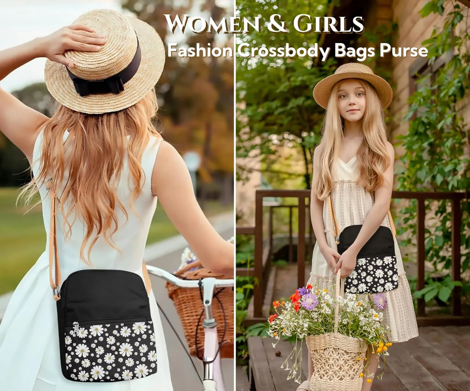 Leaper Girls Crossbody Purses for Kids 2 PCS Cross Body Bag Women Messenger Bag Girls Canvas Bag Cross Body Purse Set