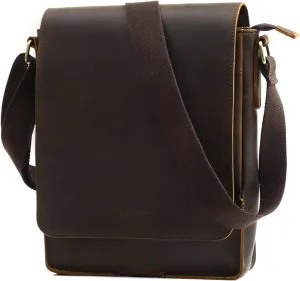 Leathario Men's Crossbody Bag Leather Shoulder Bag For Men Small Messenger Brown