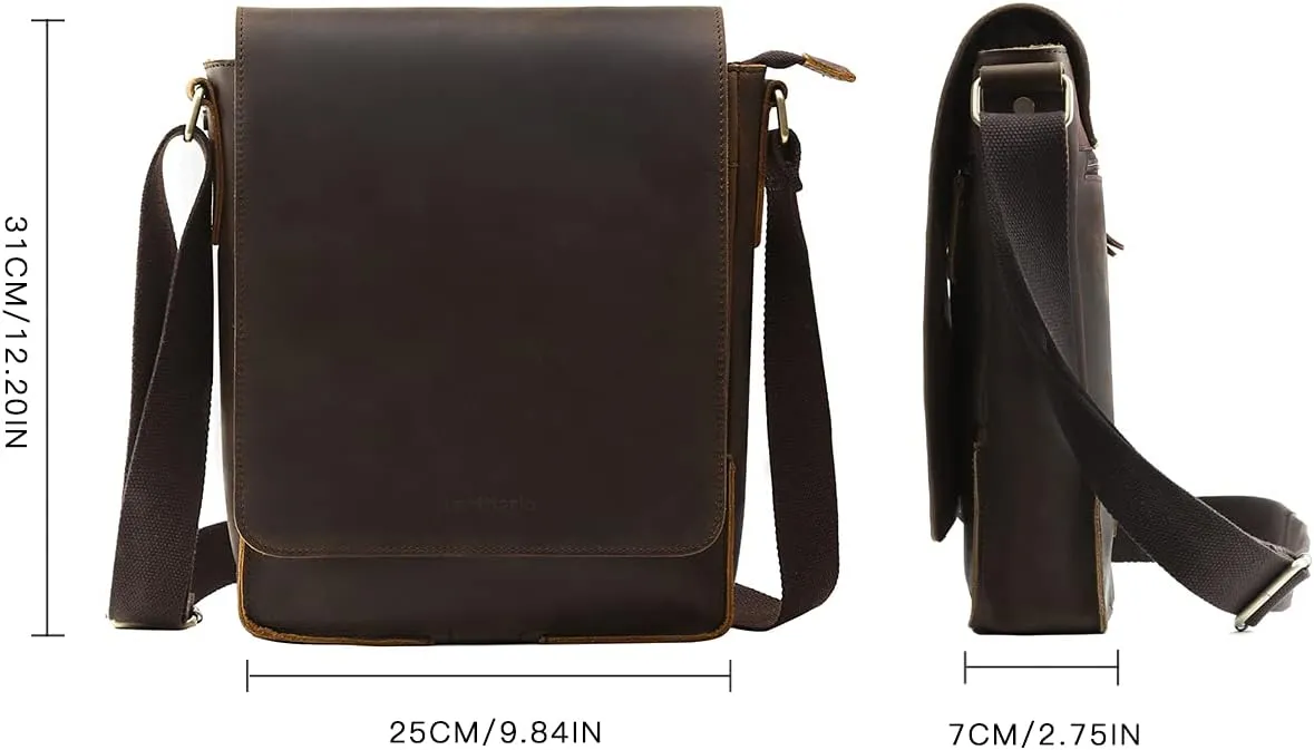 Leathario Men's Crossbody Bag Leather Shoulder Bag For Men Small Messenger Brown