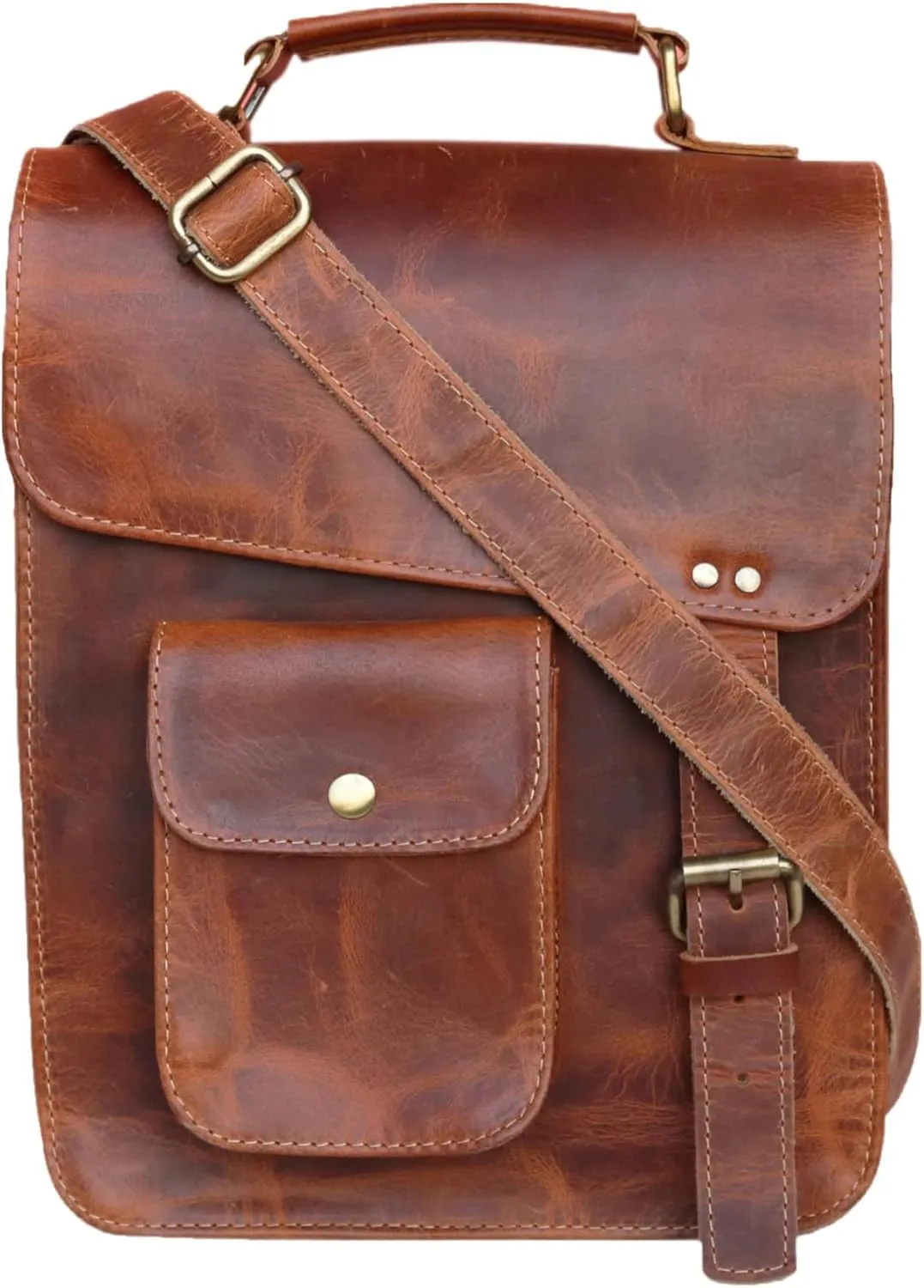 Leather messenger bag shoulder bag cross body vintage messenger bag for women & men satchel man purse