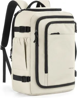 LIGHT FLIGHT Travel Backpack, TSA Friendly Flight Approved Carry on Backpack Water-resistant Lightweight Business Large Weekender Bag Casual Daypack 17.3" Laptop Backpack for Men Women,Beige