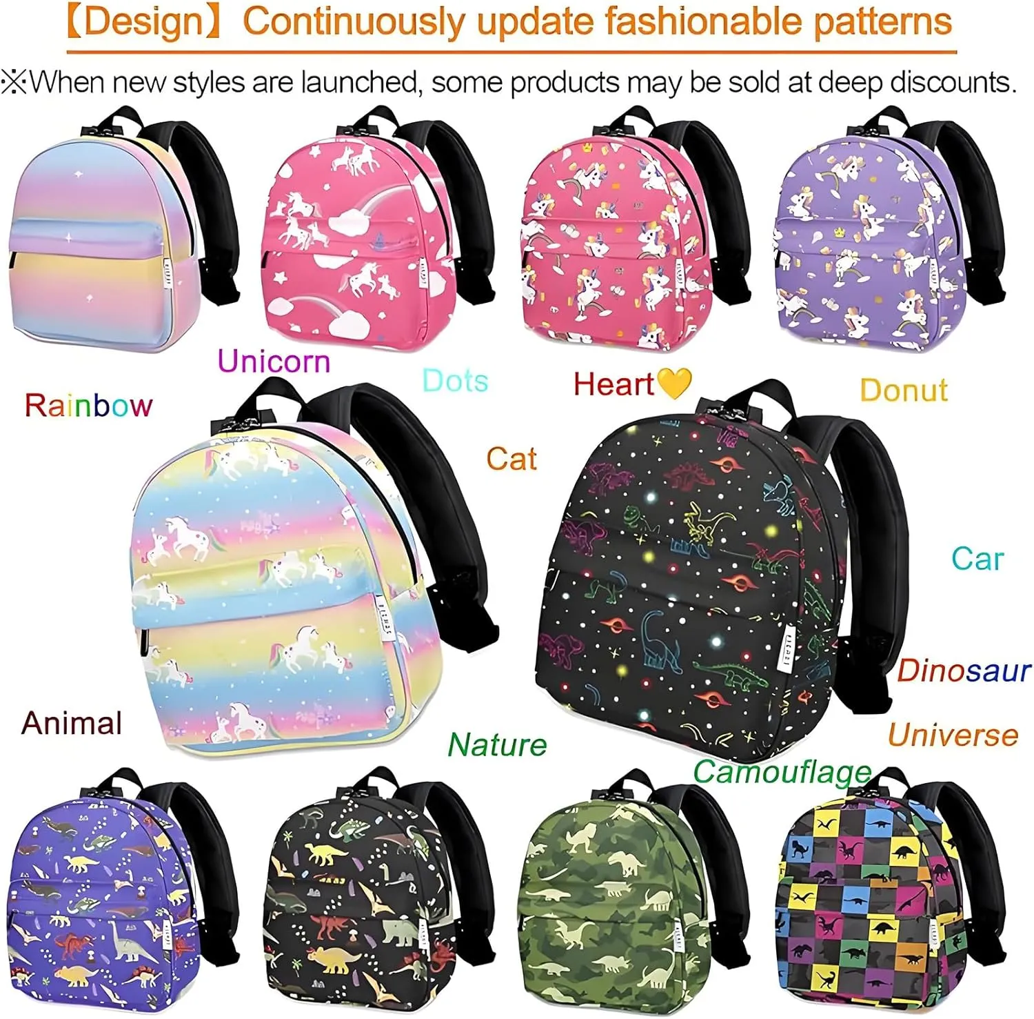 Lightweight Toddler Kids Backpack with Chest Strap For Boys and Girls, Preschool Kindergarten 3-6 Years Old 30 Colors (Beige)