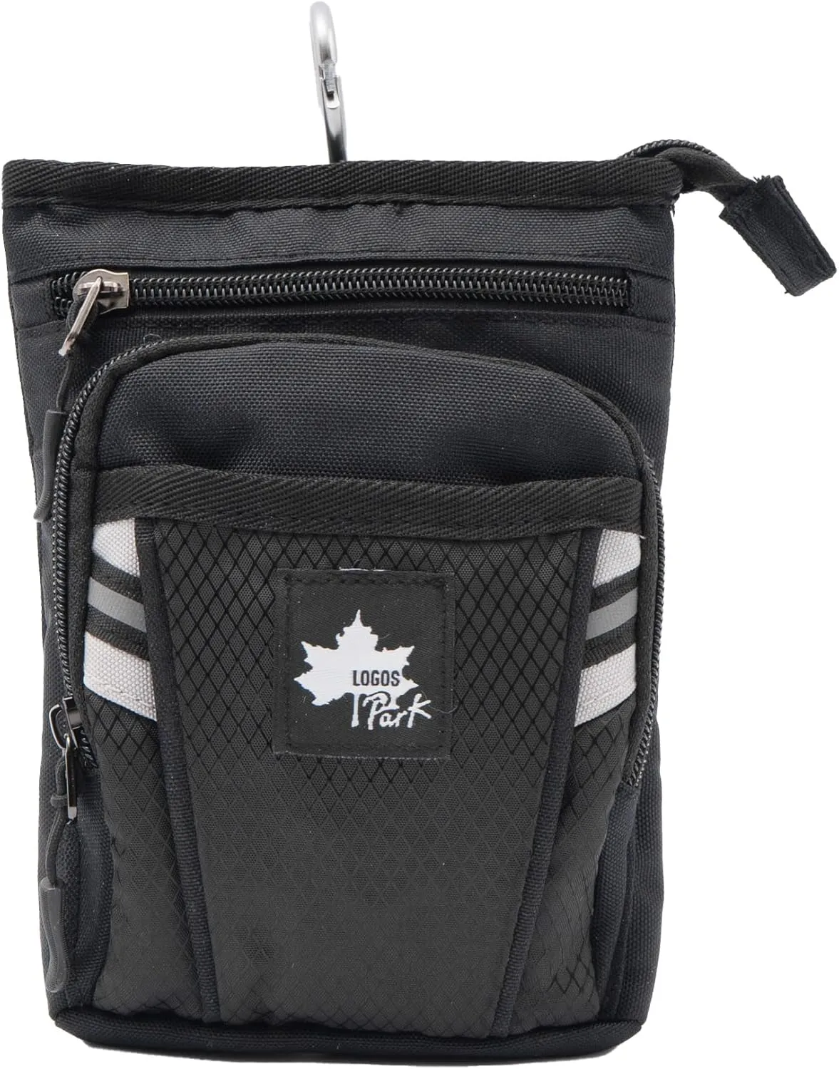 Logos Park Scissor Bag, Sacoche, Shoulder Pochette, Pouch, Reflector, Safe, Reflector, Carabiner, for Town Use, for Walking, Leisure, Hiking, Walking, Black, One Size