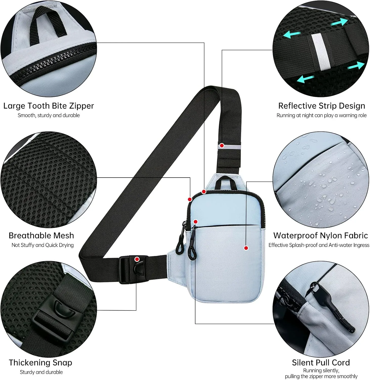 Long Keeper Mini Sling Bag - Men Women Small Waterproof Crossbody Bag Casual Phone Chest Bag for Travelling Hiking