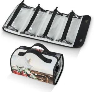 Lorries Motor Vehicles Travel Toiletry Bag for Women, 4 in 1 Roll Up Makeup Cosmetic Bag With 4 Removable PVC Zipper Pouch