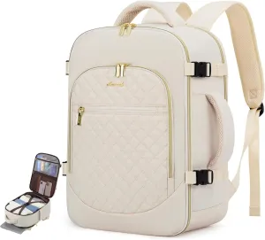 LOVEVOOK Carry on Backpack, 30L Travel Backpack for Women Airline Approved,Luggage Business Weekender Overnight Daypack as Personal Item fit for 15.6 inch Laptop,Beige