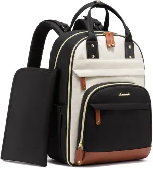 LOVEVOOK Diaper Bag Backpack, Baby Bag with Changing Pad, Large Diaper Backpack Boy Girl, Waterproof Baby Registry Bag for Mom Dad with Stroller Buckles, Beige Brown Black
