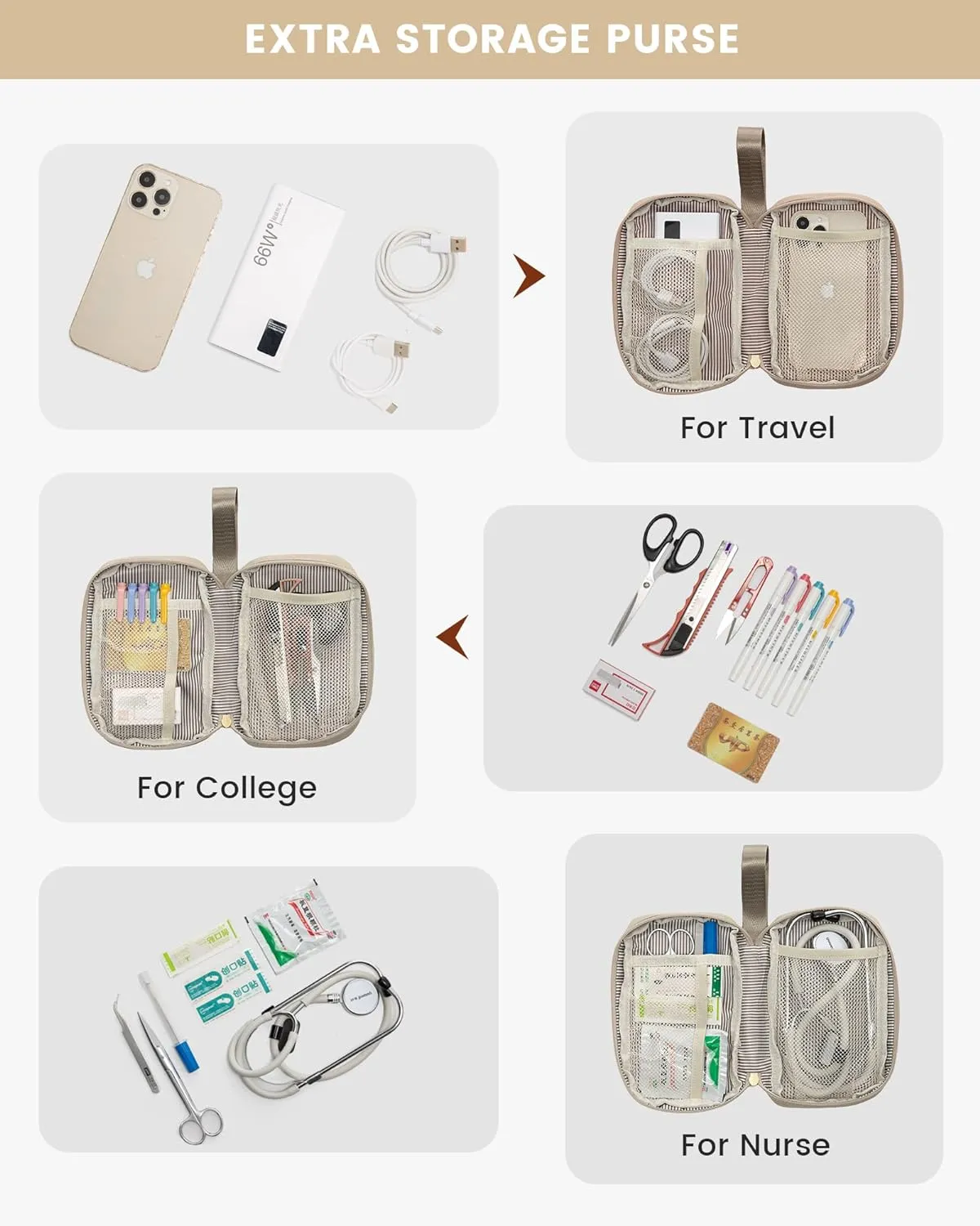 LOVEVOOK Laptop Backpack for Women, 15.6 Inch Work Laptop Bag with USB Port, Fashion Teacher Nurse Backpack Purse, Waterproof Travel Computer Backpack with Organizer Bag, 2PCS, Beige-Khaki