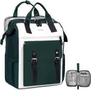 LOVEVOOK Laptop Backpack, Travel Bag with 17.3 inch Laptop Compartment, Water Resistant Teacher Nurse Doctor Work Bag, Anti-theft Daypack, Beige Green