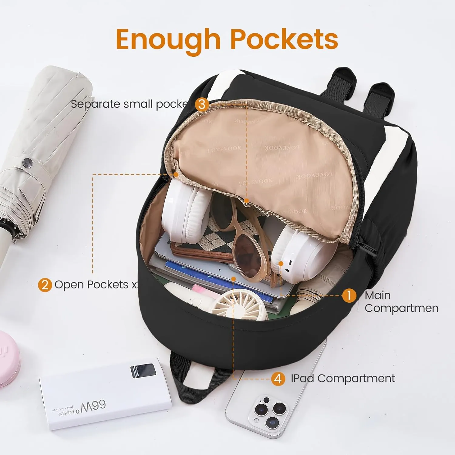 LOVEVOOK Mini Backpack Purse for Women, Small Puffer Lightweight Backpack, Casual Daily Daypack Purse for Women, Cute bag with Anti-theft Pocket for Travel-Black and Beige