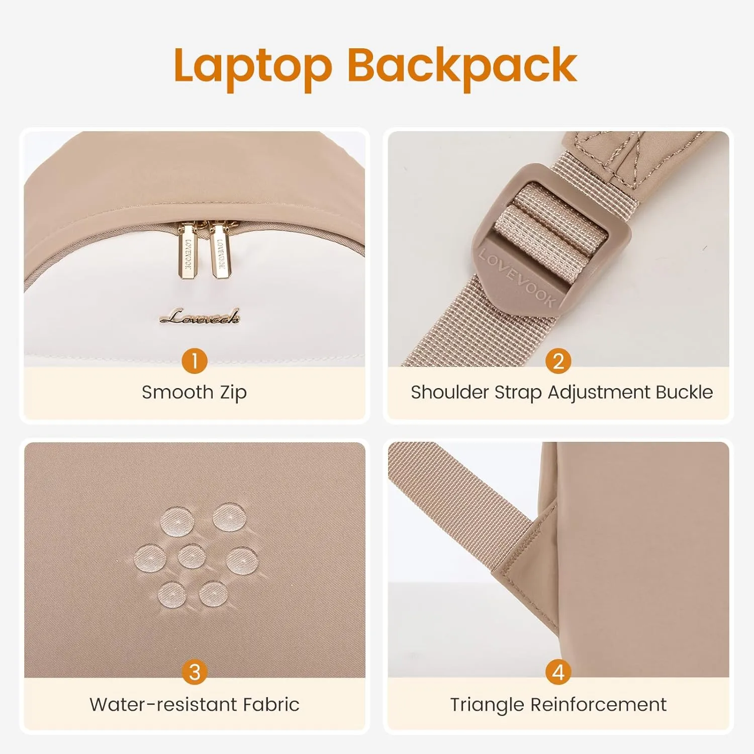 LOVEVOOK Mini Backpack Purse for Women, Small Puffer Lightweight Backpack, Casual Daily Daypack Purse for Women, Cute bag with Anti-theft Pocket for Travel-Khaki and Beige