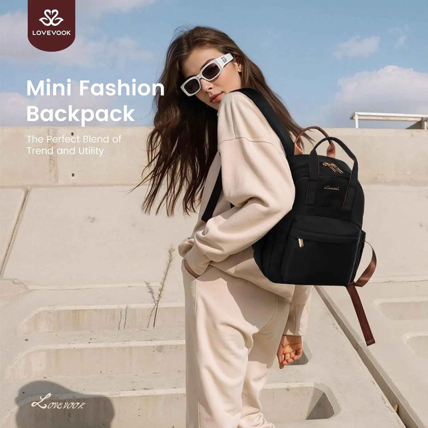 LOVEVOOK Small Backpack Purse for Women, Waterproof Lightweight Mini Daypack, Stylish Casual Bag for Travel Work & Daily Use