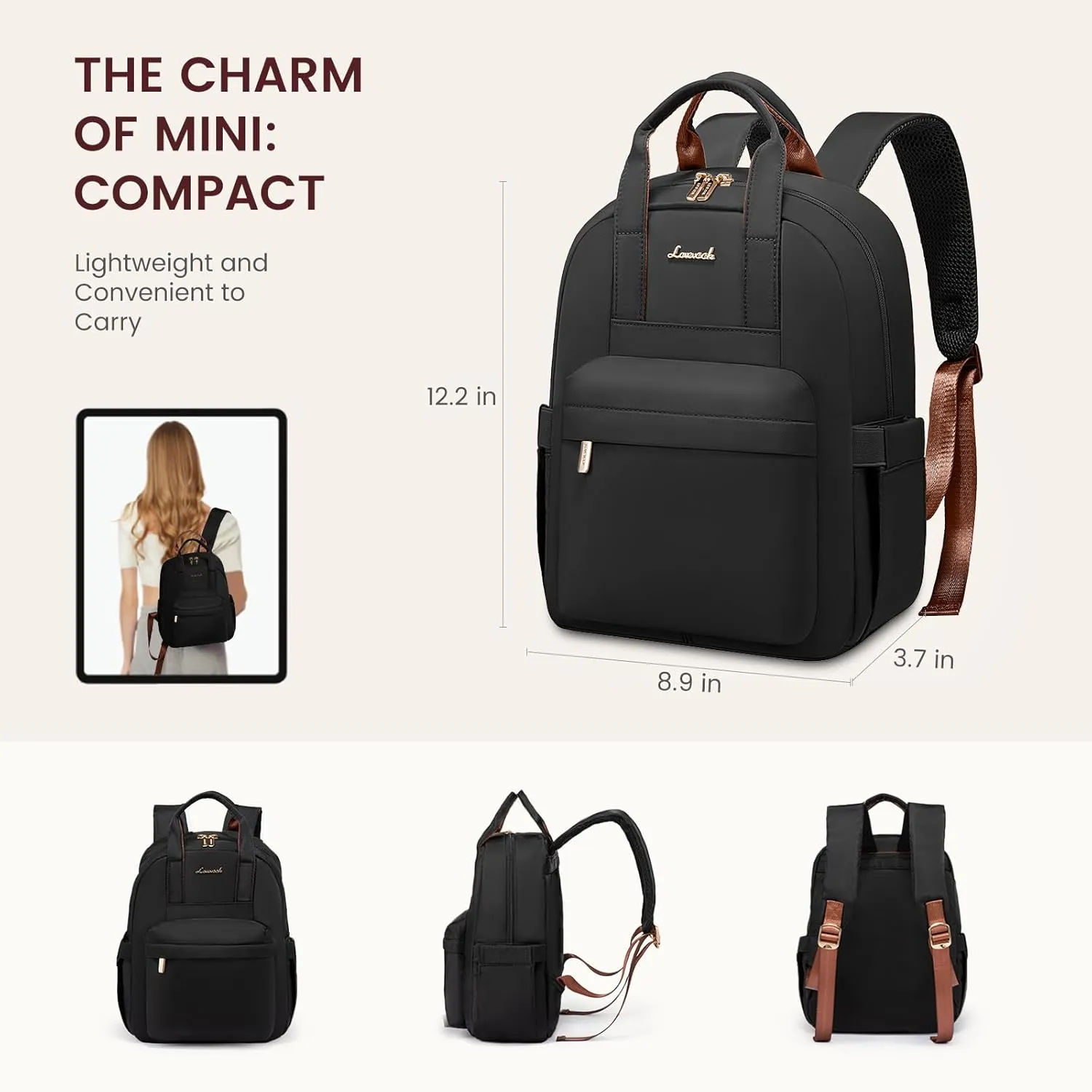 LOVEVOOK Small Backpack Purse for Women, Waterproof Lightweight Mini Daypack, Stylish Casual Bag for Travel Work & Daily Use