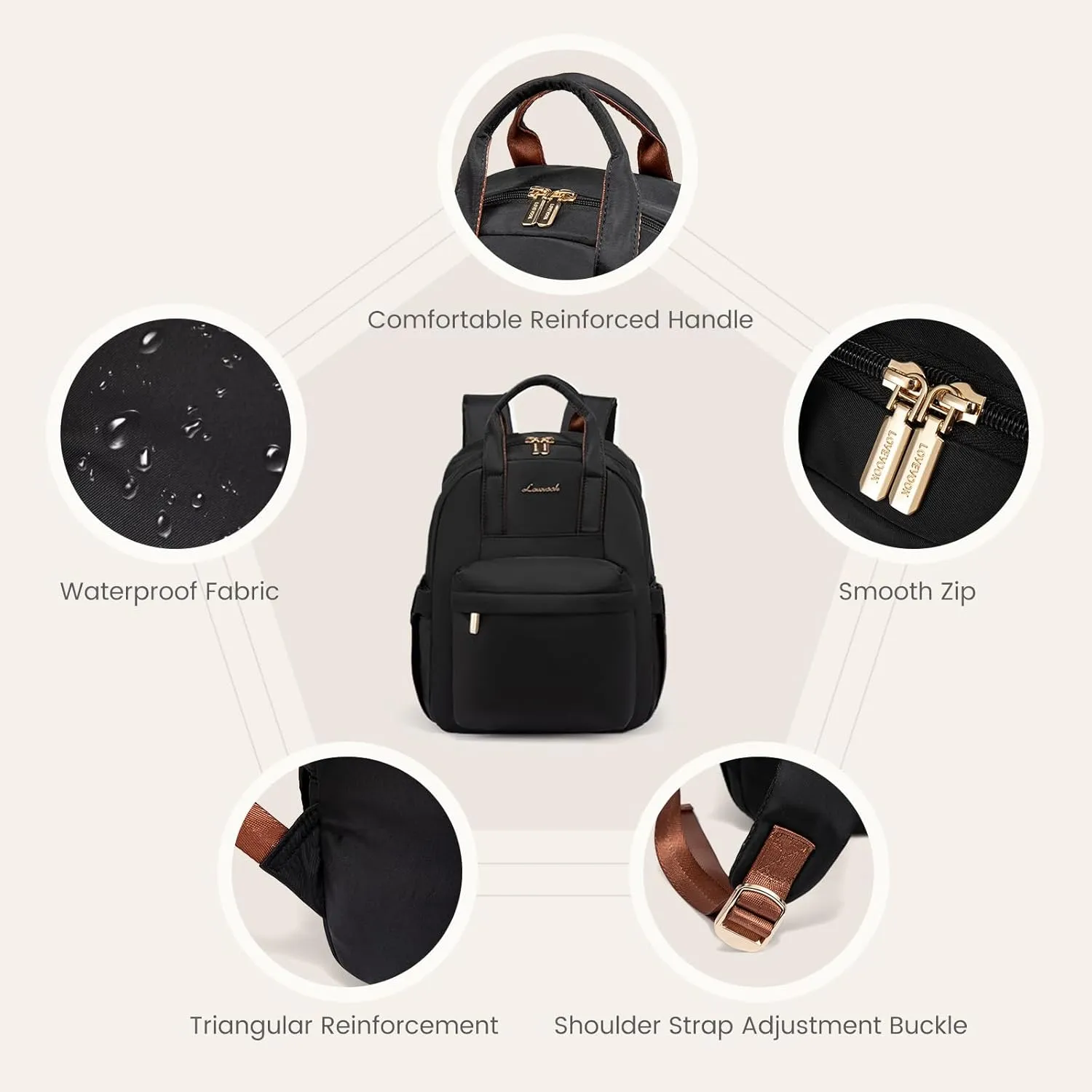 LOVEVOOK Small Backpack Purse for Women, Waterproof Lightweight Mini Daypack, Stylish Casual Bag for Travel Work & Daily Use