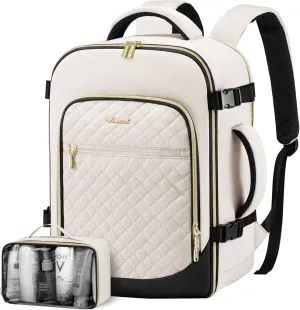 LOVEVOOK Travel Backpack for Women, 15.6in Laptop Backpack TSA Approved Carry on Luggage Personal Item Travel Bag for Business Weekender Hiking, Beige-Black