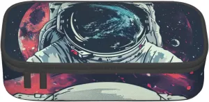 Lunar Astronaut Print Large Capacity Compartments Pencil Case Pencil Pouch Bag Travel Toiletry Organizer Bag