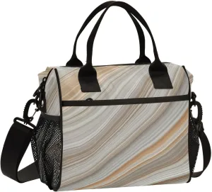 Lunch Bag for Women Men, Grey Sandstone Texture Reusable Insulated Lunch Box, Large Capacity Leakproof Lunch Cooler Bags for Work Travel Picnic