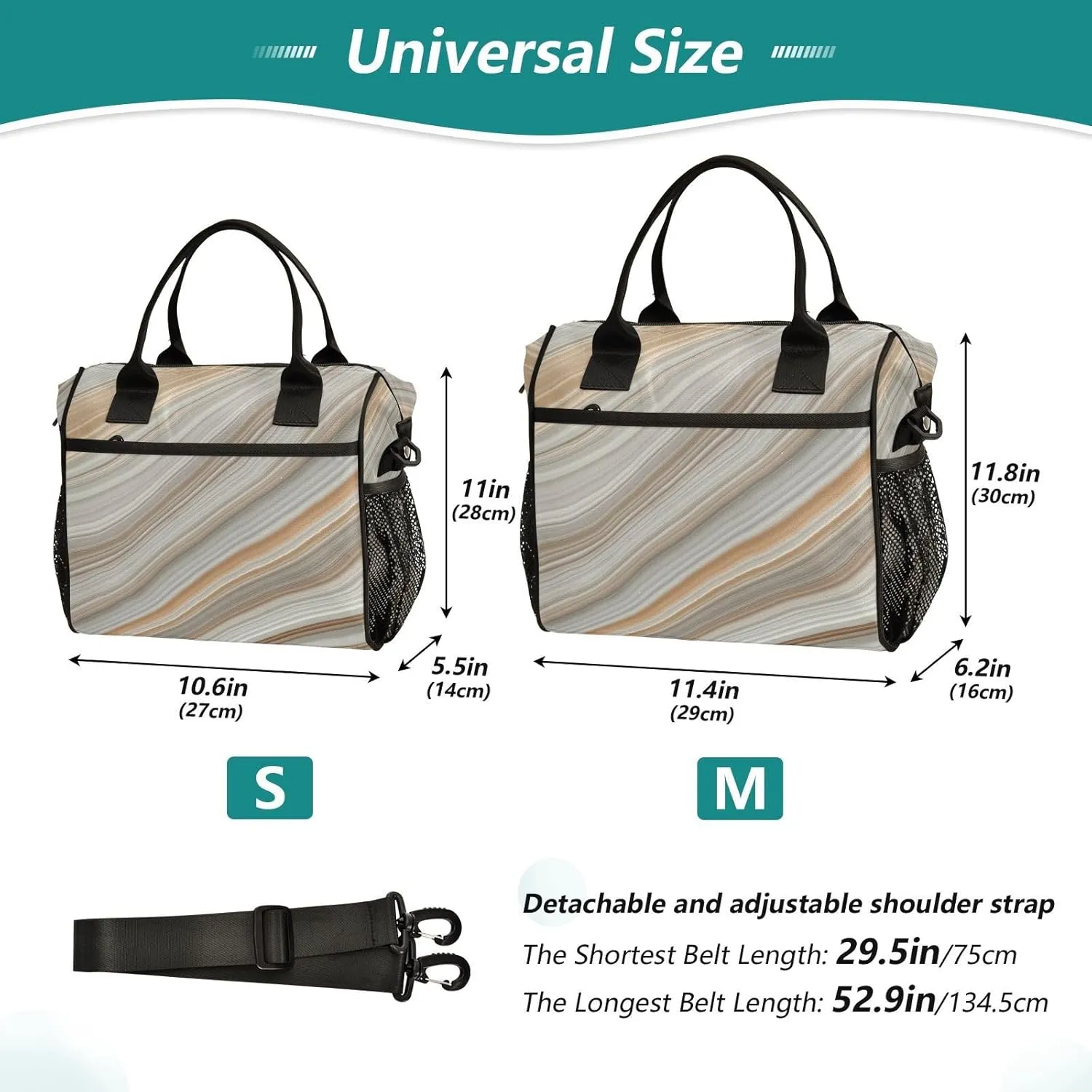 Lunch Bag for Women Men, Grey Sandstone Texture Reusable Insulated Lunch Box, Large Capacity Leakproof Lunch Cooler Bags for Work Travel Picnic
