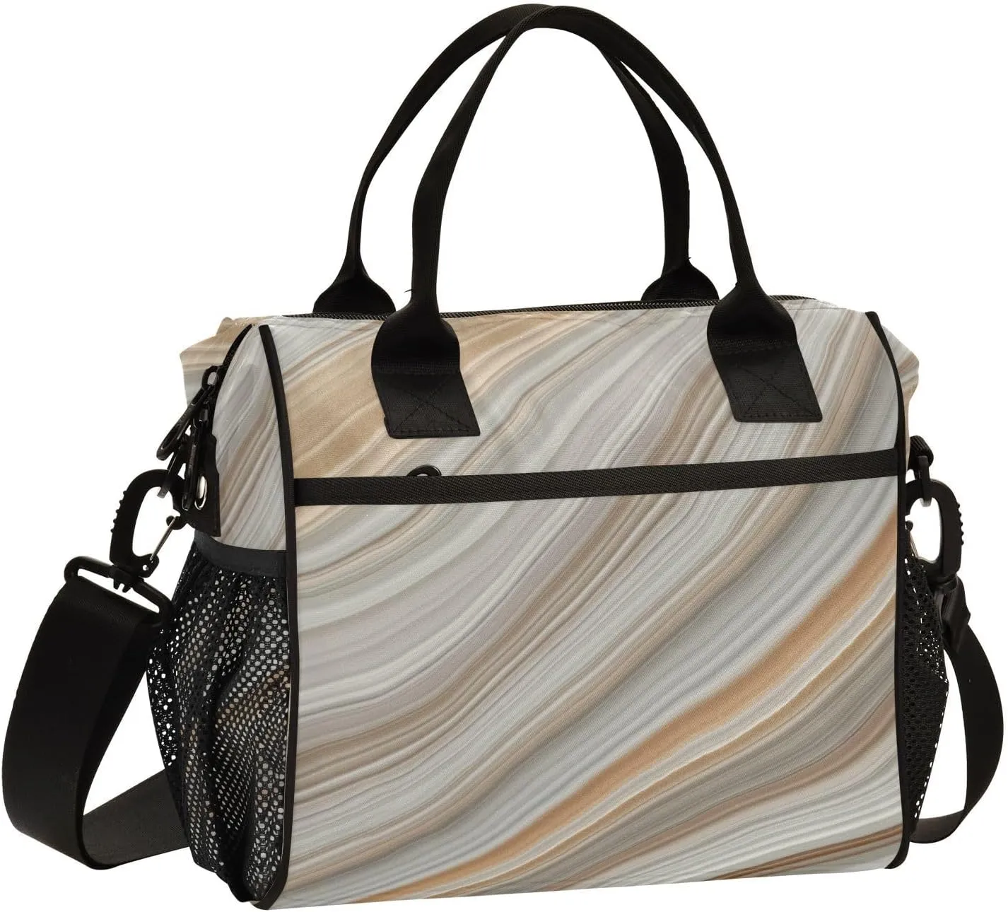 Lunch Bag for Women Men, Grey Sandstone Texture Reusable Insulated Lunch Box, Large Capacity Leakproof Lunch Cooler Bags for Work Travel Picnic
