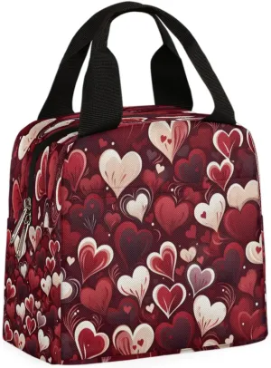 Lunch Bag for Women Men Heart Love Valentine's Day Insulated Reusable Lunch Tote Leakproof Lunch Bags Food Handbag Lunch Tote Box for Work Picnic Travel