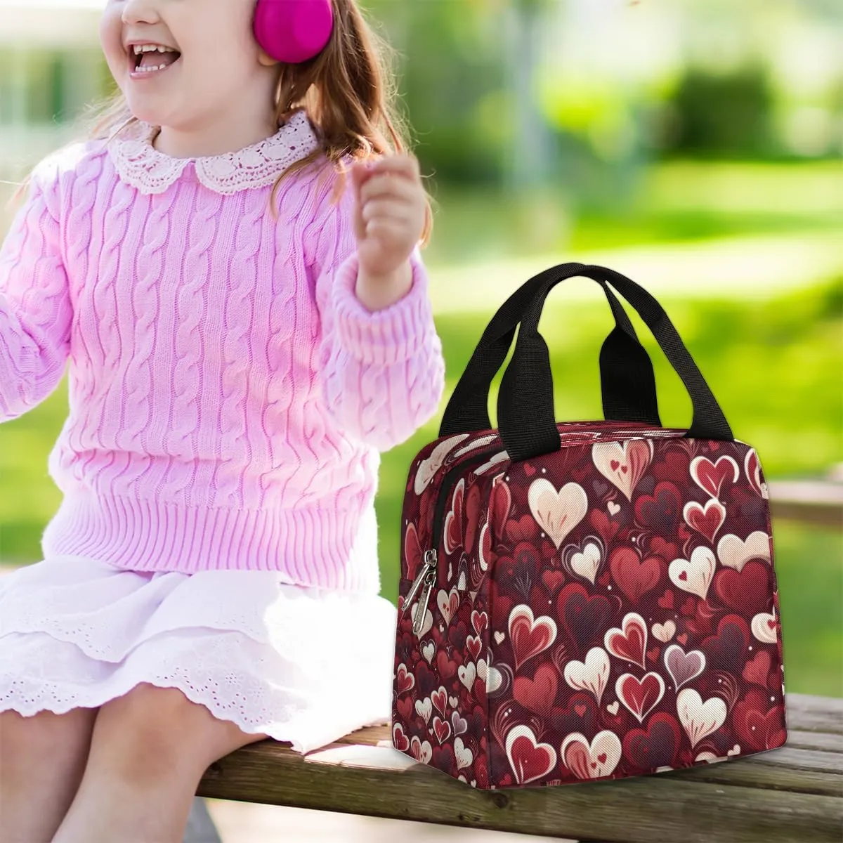 Lunch Bag for Women Men Heart Love Valentine's Day Insulated Reusable Lunch Tote Leakproof Lunch Bags Food Handbag Lunch Tote Box for Work Picnic Travel